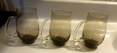 VTG of 3 Glass Libbey Tawny Cat Tail Handled Tempo Tankard Beer Mugs – USA