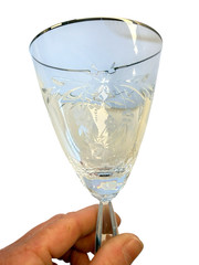 Set of 3 Vintage 8.5″ Water Goblets – Platinum Rim Floral Wheel Cut Optic Glass