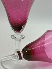 5 Garda Rose Swirl Cranberry Optic Cordial Glasses by Schmidt F Germany Glass
