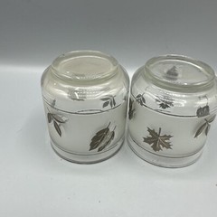 Vintage Libbey Silver Leaf Foliage Old Fashioned Rocks Glasses Frosted MCM Set/2