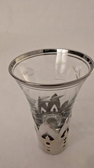 Manganese 9pc Glass Dur-O-Bor Cordial Set Silver Crown Sleeve Cuff Glow