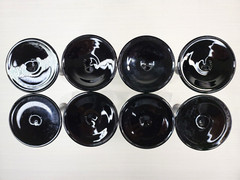 16 Pc Luminarc Domino Signature Black Wine Glasses Fluted Champagne France Lot