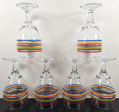 7 Royal Norfolk Mambo Iced Tea Set Libbey Fiesta Rainbow Striped Goblet Stemware