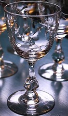 Vintage Set 6 TIFFIN FRANCISCAN PETITE Cut Leaf Crystal WINE GLASSES Fancy Stem