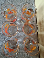 Vtg Crisa Fall Autumn Leaves 6″ Drinking Glasses Tumblers Set Of 6 Thanksgiving