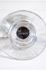 Lenox Cut Crystal Champagne Coupe Glasses Set 2 Diamond Stem Signed