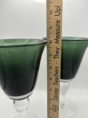 2 Vintage ARTLAND GLASS Iris Green Goblets Discontinued Glasses Handblown 8.5”