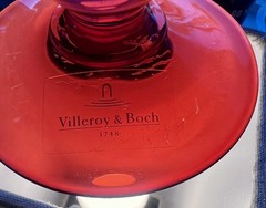 3 Villeroy & Boch Boston Red Water Goblet Stemmed Glasses Valentines Day