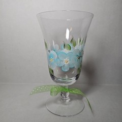 Set Of 4 Hand Painted Champagne Or Wine Glasses Floral With Ribbon