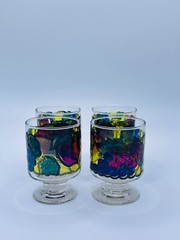 Set Of 4 Libbey Stained Glassware Beverage Fruit Cocktail Liquor/Wine Glasses