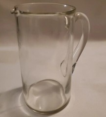 Small Clear Glass Pitcher Pressed Glass Blown Handle 6″x 3″ In Diameter Vintage
