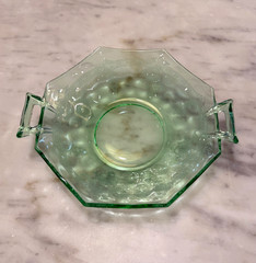 Vintage Heisey Empress Moongleam Green Octagon Mint Dish with Etching 447 – EUC