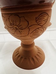 VTG Handmade By Moses~4 Pce Clay Signed Wine Set From The Republic Of Cyprus