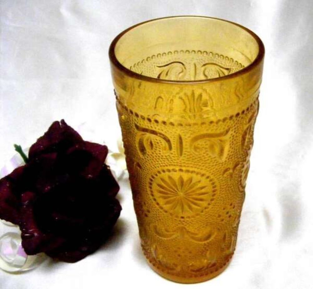 1725 Vintage Brockway American Concord Amber Water Tumbler