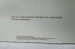 Vintage Set Of 4 Royal Gallery of Crystal Gold Buffet Double Old Fashioned. New