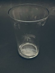 Vintage MCM Atomic Starburst Cut Etched Clear Pitcher And 5 Glasses Barware Set