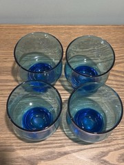 Anchor Hocking 8 Oz Tivoli Blue Stackable Rocks Glasses 4” H x 3.25” W Set Of 4