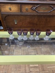 American Lady Amethyst (Burgundy) Claret Wine Goblets Set of 6 Fostoria 4 5/8”