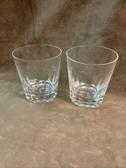 Vintage cut panel design old-fashioned/rocks glass Pair polished base clear #1