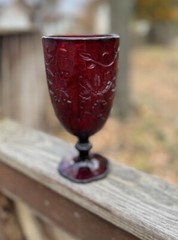 (1) 16oz Princess House Fantasia Ruby Beverage Glass, Red Crystal #5263