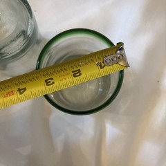 Hand Blown Mexican Drinking Glasses Set Of 2 Clear Emerald Green Rim