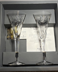 Waterford Millennium 5 Universal Toasting Flutes Pair New in Box 104908 9.25×3.5