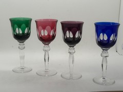 4 Barthmann Bleikristall aperatif glasses,red/blue/green/ purple