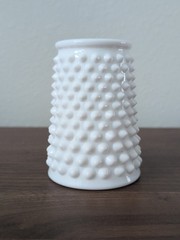 Vintage Hobnail Milk Glass Tumbler Juice or Pencil Holder Storage 4.25”