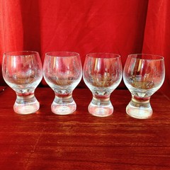 4 Bohemian Czech Crystalex Borocrystal Wine Glasses 5″ Gina Pavel Hlava MCM 1960