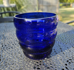 Vintage Cobalt Blue Heavy Glass Tumbler – Beehive Ribbed Design Replacement
