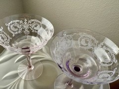 Central Glass Works Balda Lavender Champagne Tall Sherbet Stemware Set Pair