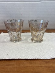 Vintage Set of 2 MCM Style Paint Splatter Confetti 3” Drinking Glasses
