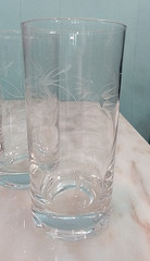 5x Etched Floral Juice Glass Clear Tumbler 5.5″ LOT OF 5