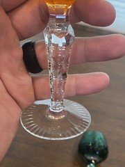 STUNNING SET(3) VTG Lausitzer Multicolored Cut To Clear Crystal Cordials 5.25″H