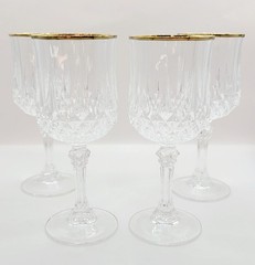 Vintage Cristal d’Arques Durand Longchamp Gold Rim Wine Glasses –Set of 4