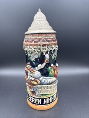 VTG “Fullen u Leeren” “Nimmer Entbehren” 9” Beer Stein Munich 1980s