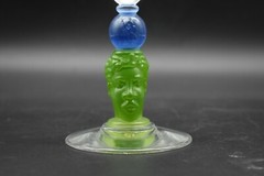 Richard Jolley American Art Glass Green & Blue 6 1/2″ Martini Glass Bombay 1996