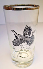 Set of 4 Vintage Federal Glass Sportsman Highball Cocktail Glasses Game Bird