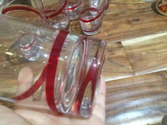 2 Retired PIER 1 SWIRLINE RED double old fashioned 14 OZ GLASS 4 3/4” MINT