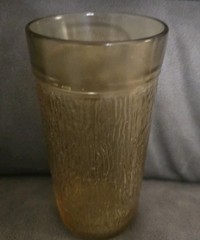 Vintage Kerr Amber Tree Bark Texture Glass – Ice Tea Tumbler Cup Indiana glass