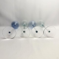 French Style Vintage Stemmed Glasses Blue & Green 7″ Cocktail Glasses Set of 4