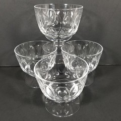 4 Fostoria MESA CLEAR Champagne Sherbet Glass Set Dessert Dish Lot Thumbprint
