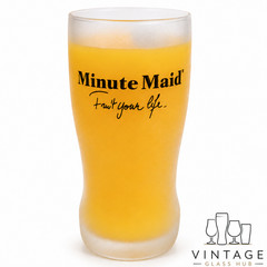 Minute Maid Juice Glass 20cl Frosted Vintage Black Fruit Your Life Logo