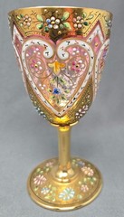 Harrach Heavy Gold and Enemal Heart Design Wine Glass