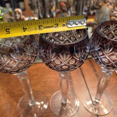 Florderis AJKA Amethyst Hock Wine Glass Crystal Cut to Clear Goblet Unlined Base