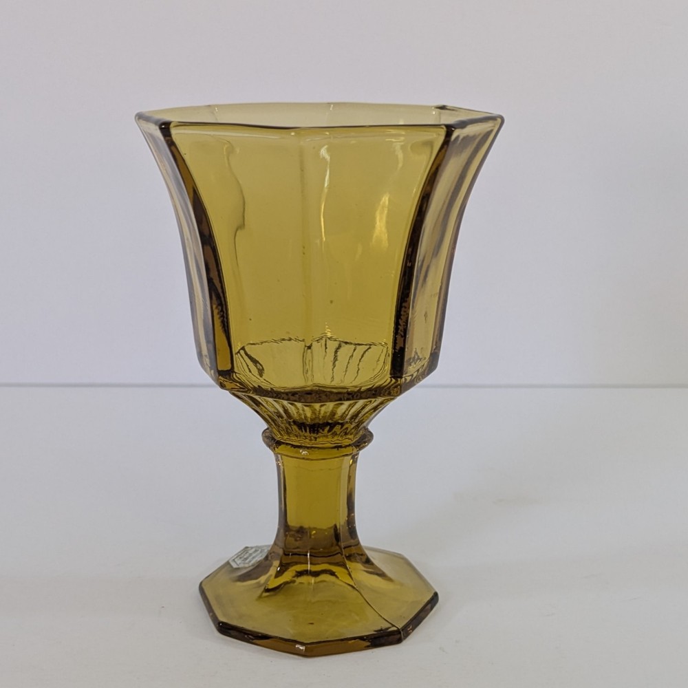 Vintage 1 Independence Amber Goblet Glass 4.75″ Tall With Label
