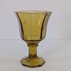 Vintage 1 Independence Amber Goblet Glass 4.75″ Tall With Label