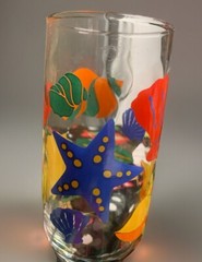 Vintage Libbey Tropical Tumblers Mixed Set Of 3 Drinking Glasses Beach Theme