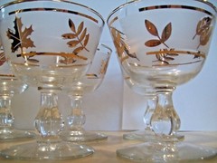 Set of 6 Libbey Golden Foliage Champagne / Tall Sherbet Glass Pattern 3003