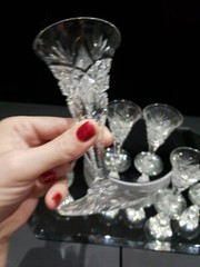 (1) Sherry Glass 4-1/2″ American Brilliant Period cut glass crystal hobstars